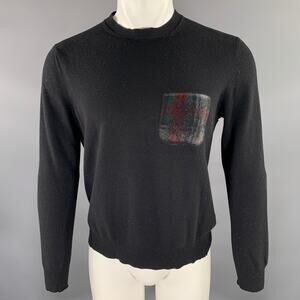 COMME des GARCONS SHIRT Size S Black Multi-Color Knitted Wool Crew-Neck Pullover